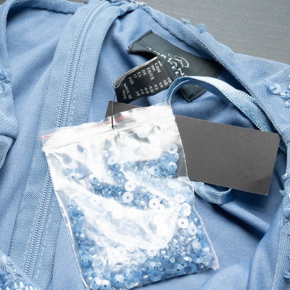 Adrianna Papell -  Beaded Blouson Gown With Flutter Sleeves - Picture 8 of 15